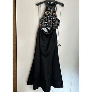 Cachet Two Piece Black Jeweled Prom Dress Mermaid style size 10 *Read
